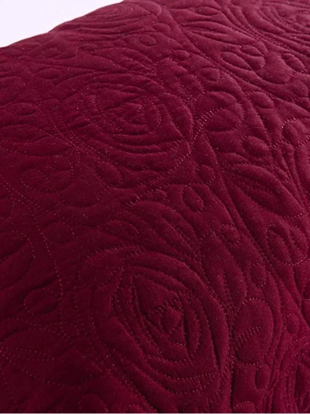 Quilted Pillow Shams in Deep Burgundy